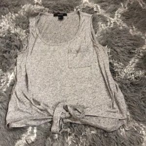 F21 GREY TIE TOP